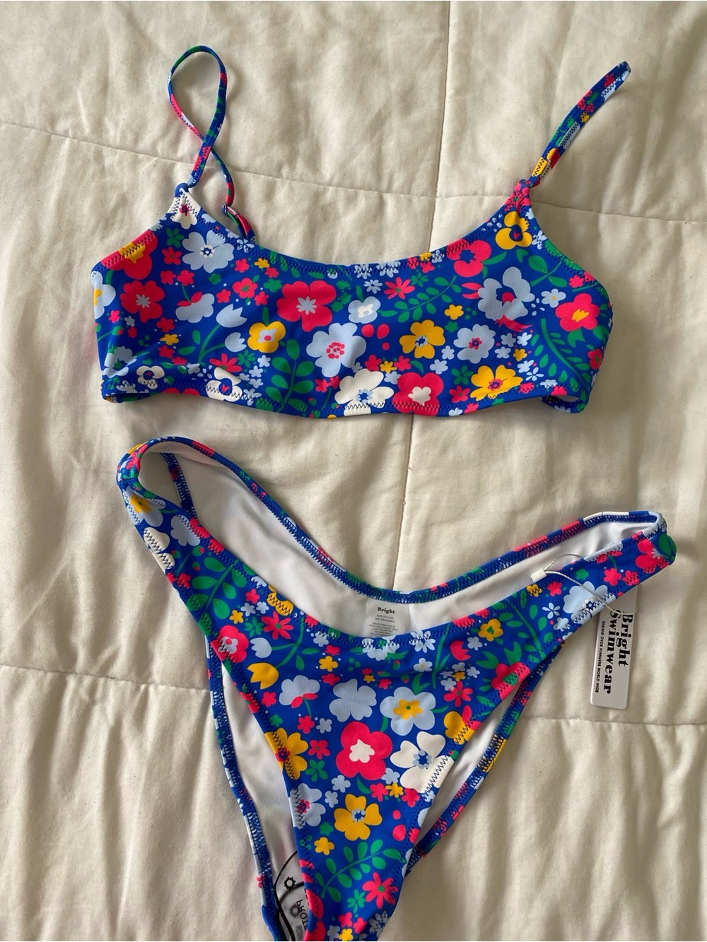 Bright Swimwear Women’s Floral Bikini Bottoms - Blue